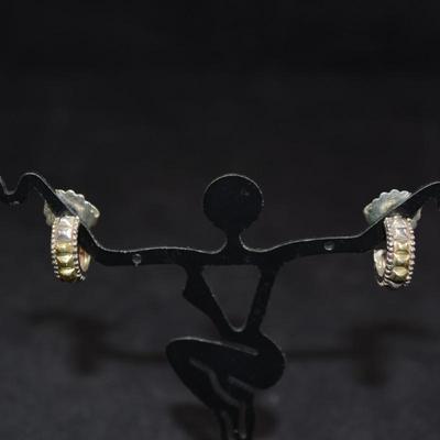 925 Sterling Earrings with 14K Gold Accents (Sterling Backs) 4.8g