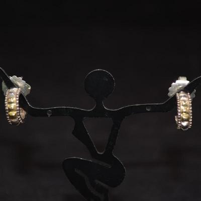 925 Sterling Earrings with 14K Gold Accents (Sterling Backs) 4.8g