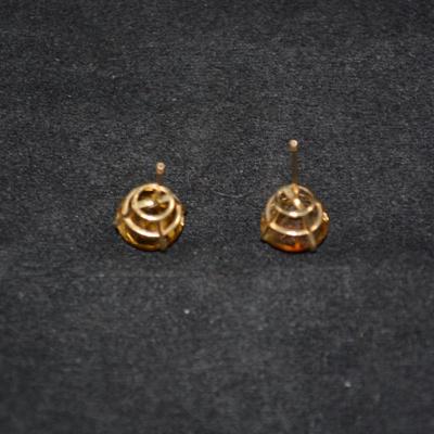 14K Gold Stud Earrings w/ Golden Tanzanite 1.3g