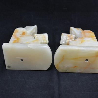Vintage Onyx Reading Monk Bookends 8