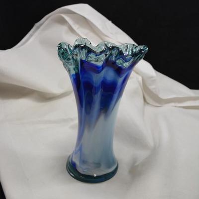 Lovely Vintage Layered Slung Glass Vase 9