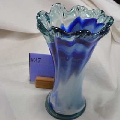Lovely Vintage Layered Slung Glass Vase 9