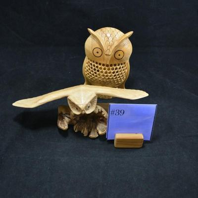 Set of Carved Wooden Owls 6.5