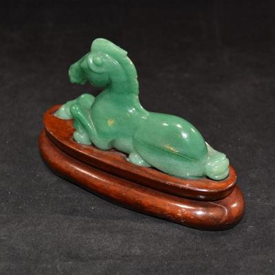Vintage Hand Carved Green Jadeite Horse 6