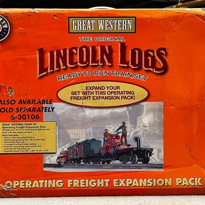 Lionel Great Western Lincoln Logs Train Set 0 Gauge 60” Oval Track