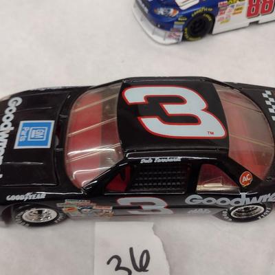 Pair of NASCAR Dale Earnhardt #3 Goodwrench and Dale, Jr #88 National Guard Die Cast Race Cars with Boxes (#36)