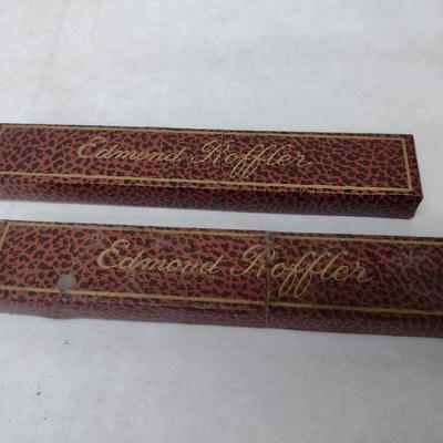 Pair of Vintage Edmond Roffler Straight Razors with Celluloid Tortoise Shell Handles with Boxes (#6)