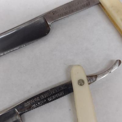 Pair of Vintage Edmond Roffler Straight Razors with Celluloid Handles with Boxes (#7)