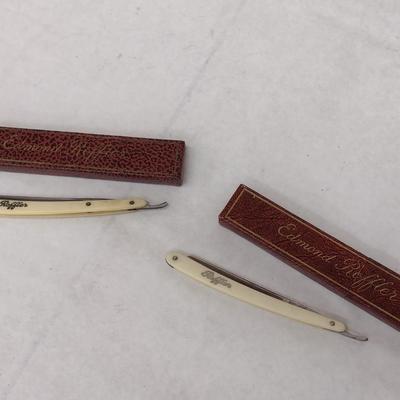 Pair of Vintage Edmond Roffler Straight Razors with Celluloid Handles with Boxes (#7)