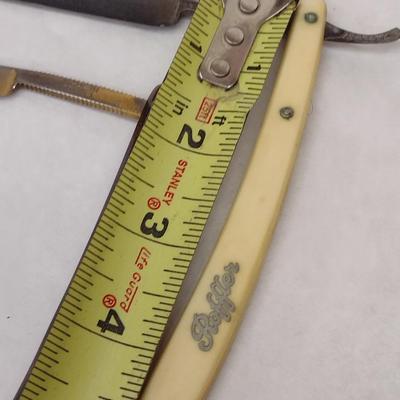 Pair of Vintage Roffler Sculpture Straight Razors with Celluloid Handles with Boxes (#8)