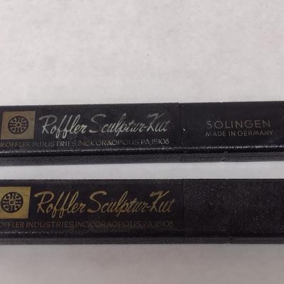 Pair of Vintage Roffler Sculpture Straight Razors with Celluloid Handles with Boxes (#8)