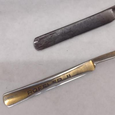 Pair of Vintage Roffler Sculpture Straight Razors with Celluloid Handles with Boxes (#8)