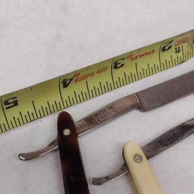 Pair of Vintage Edmond Roffler Straight Razors with Celluloid Handles with Boxes (#9)