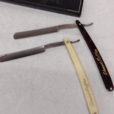 Pair of Vintage Edmond Roffler Straight Razors with Celluloid Handles with Boxes (#9)