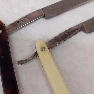 Pair of Vintage Edmond Roffler Straight Razors with Celluloid Handles with Boxes (#9)