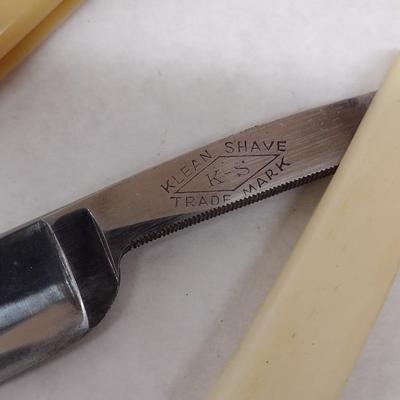 Set of Four Vintage Various Brand Straight Razors with Celluloid Handles with Boxes (#10)