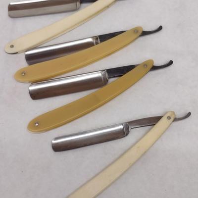 Set of Four Vintage Various Brand Straight Razors with Celluloid Handles with Boxes (#10)