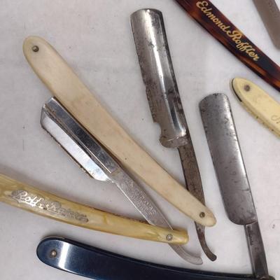 Set of Six Vintage Various Brands Straight Razors with Celluloid Handles (#12)