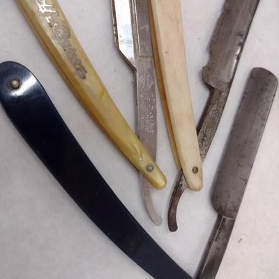 Set of Six Vintage Various Brands Straight Razors with Celluloid Handles (#12)