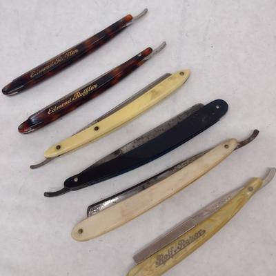 Set of Six Vintage Various Brands Straight Razors with Celluloid Handles (#12)