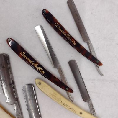 Set of Six Vintage Various Brands Straight Razors with Celluloid Handles (#12)