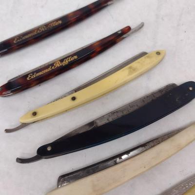 Set of Six Vintage Various Brands Straight Razors with Celluloid Handles (#12)
