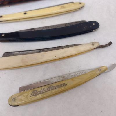 Set of Six Vintage Various Brands Straight Razors with Celluloid Handles (#12)