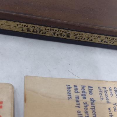 Set of 10 'A-1' Barber and Beautician Scissor Sharpeners and Includes a Pair of Sharpening Stones New Old Stock