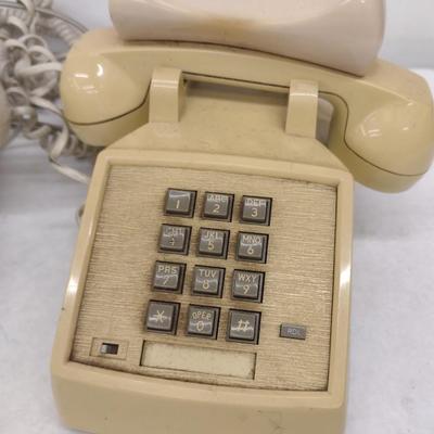 Pair of Vintage Push Button Dial Desk Land Line Cradle Style Telephones