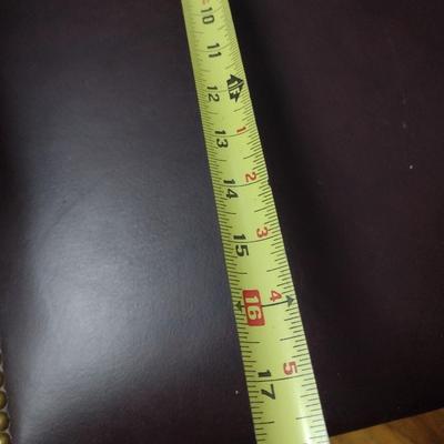 Vintage Mission Style Wood Frame Office Chair with Leather Seat and Brass Tack Accents