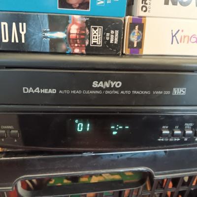 Sanyo VHS Player with VHS Movies