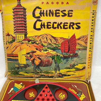 Pagoda Chinese Checkers 40's Vintage Board Game Ranger Steel