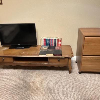 Coffee Table, TV, Filing Cabinet, Religions books