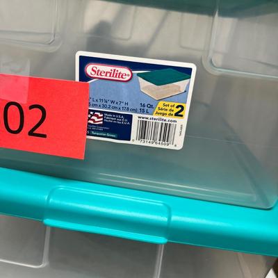 3 assorted storage totes