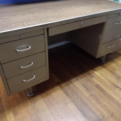 Vintage Art Metal Steel Office Desk