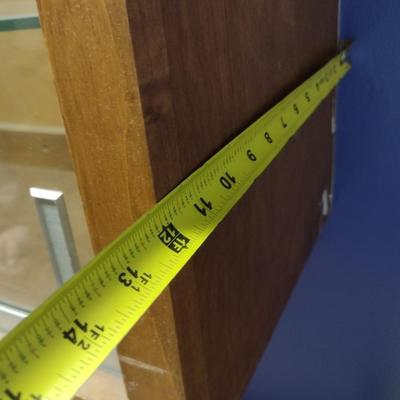 Vintage Wood Wall Mount or Tabletop Display Case with Glass Front Sliding Doors