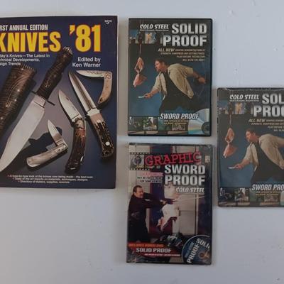 Knives 1981 book with three DVD'S Solid Proof and Grahic sword proof cold steel