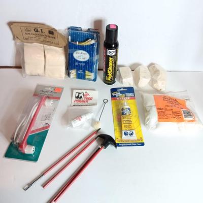 Gun cleaning items - chemicals - grease - cleaning rod and pads