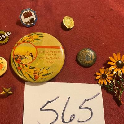 Vintage Pins and Mirror