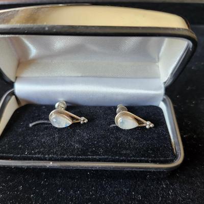 Moonstone and 925 Pierced earrings
