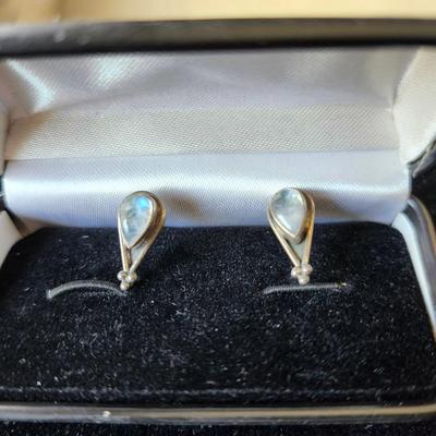 Moonstone and 925 Pierced earrings