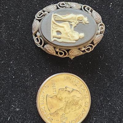 Wedgewood and Sterling Pin