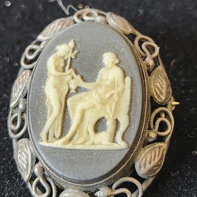 Wedgewood and Sterling Pin