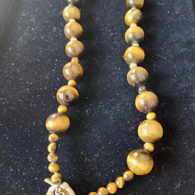 Yellow Tiger Eye round gemstone necklace