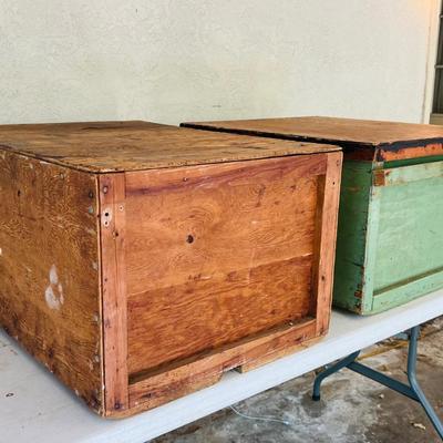 Two (2) Large Handmade Wooden Storage Boxes