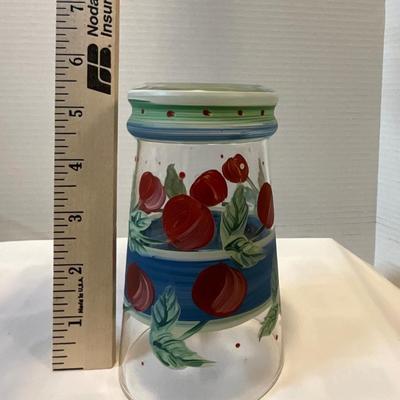 Tracy Porter Evelyn Highball Flared Tumblers, Hand Painted Cherries set of 6