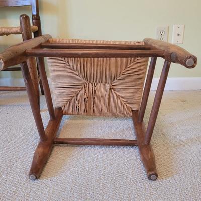 Four Wooden Chairs with Rush Woven Seats (PB-CE)