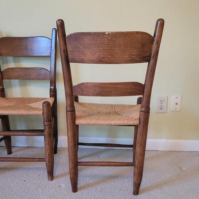 Four Wooden Chairs with Rush Woven Seats (PB-CE)