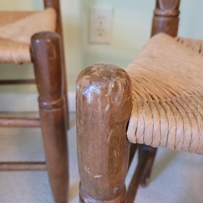 Four Wooden Chairs with Rush Woven Seats (PB-CE)