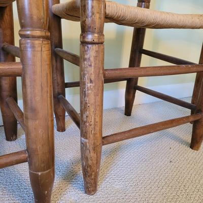 Four Wooden Chairs with Rush Woven Seats (PB-CE)